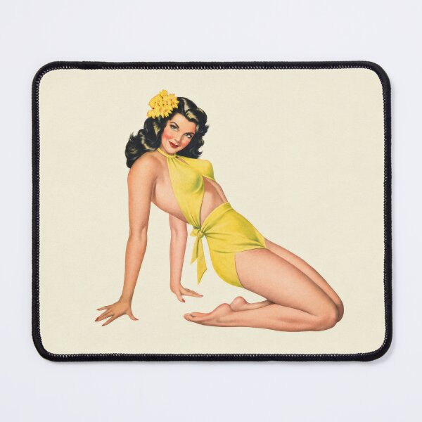 Item preview, Vintage Pin-up Latin Girl Luna in a yellow bikini designed and sold by Cocoshuka Studio.