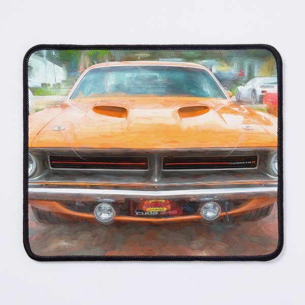 Item preview, 1970 Vitamin C Orange Plymouth Hemi Cuda Classic Mopar Muscle Car Art designed and sold by RichFrancoCars.