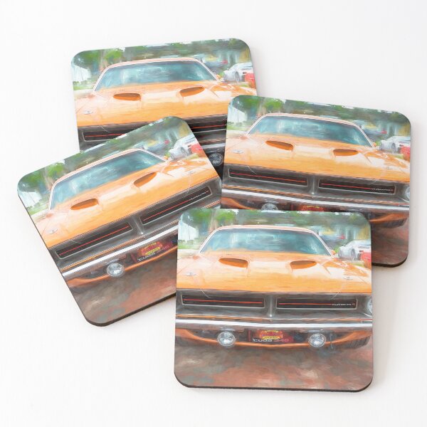 Item preview, 1970 Vitamin C Orange Plymouth Hemi Cuda Classic Mopar Muscle Car Art designed and sold by RichFrancoCars.