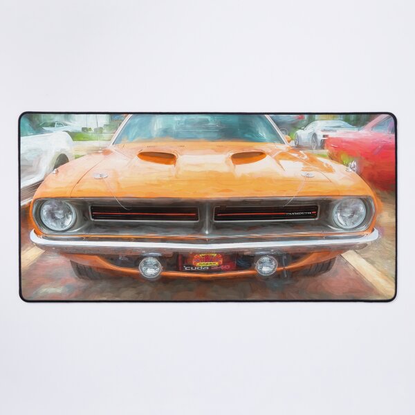 Item preview, 1970 Vitamin C Orange Plymouth Hemi Cuda Classic Mopar Muscle Car Art designed and sold by RichFrancoCars.