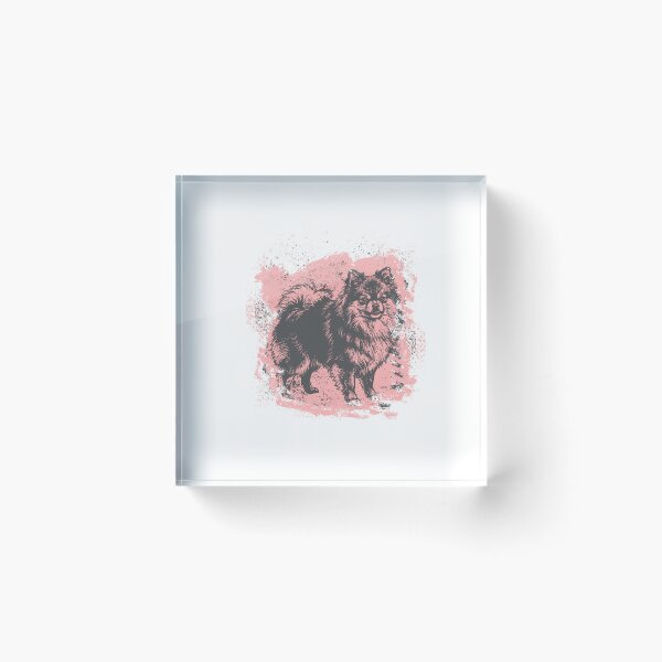 Item preview, Fierce Pomeranian – Angry Dog Linocut Style on Pink designed and sold by PhokaPhokich.