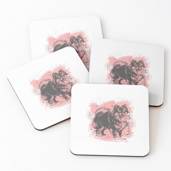 Item preview, Fierce Pomeranian – Angry Dog Linocut Style on Pink designed and sold by PhokaPhokich.