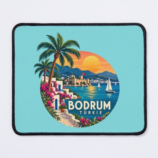 Item preview, Bodrum Türkiye Retro Travel Sticker Sunset Coastal Badge designed and sold by GusiaTreasures.