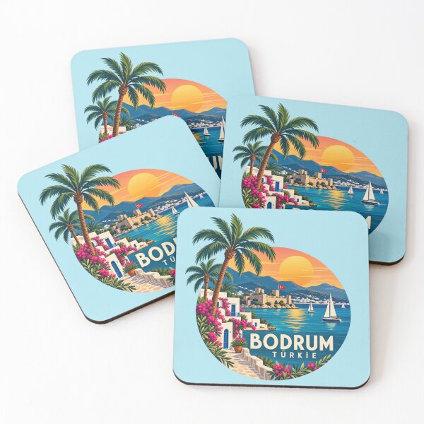 Item preview, Bodrum Türkiye Retro Travel Sticker Sunset Coastal Badge designed and sold by GusiaTreasures.