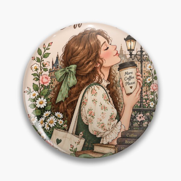 Item preview, Life Happens Coffee Helps Vintage Cottagecore Book Lover Art designed and sold by MAGICKEY2024.