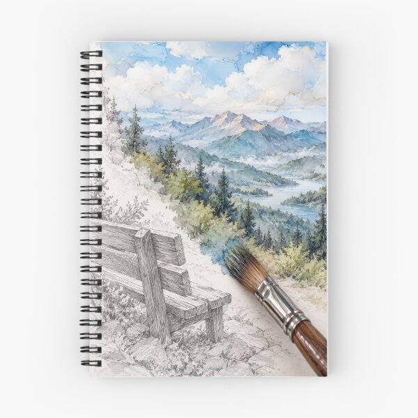 Item preview, Mountain Bench in Sketch and Watercolor Painting designed and sold by Maria Dryfhout.