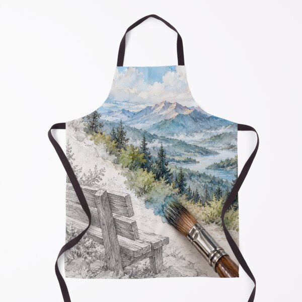 Item preview, Mountain Bench in Sketch and Watercolor Painting designed and sold by Maria Dryfhout.