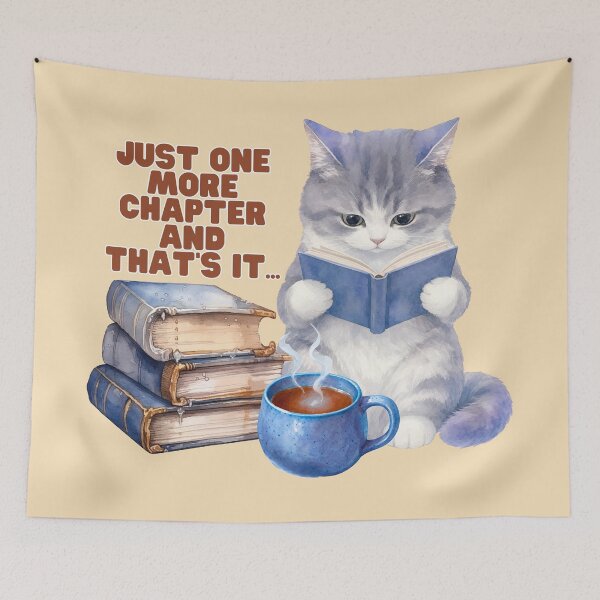 Item preview, Book Lover Cat – Books, Coffee & Cozy Vibes designed and sold by OLYUS.
