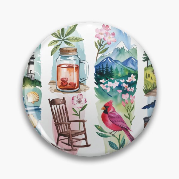 Item preview, North Carolina Watercolor – Lighthouses, Sweet Tea & Mountains designed and sold by Marie Gems.
