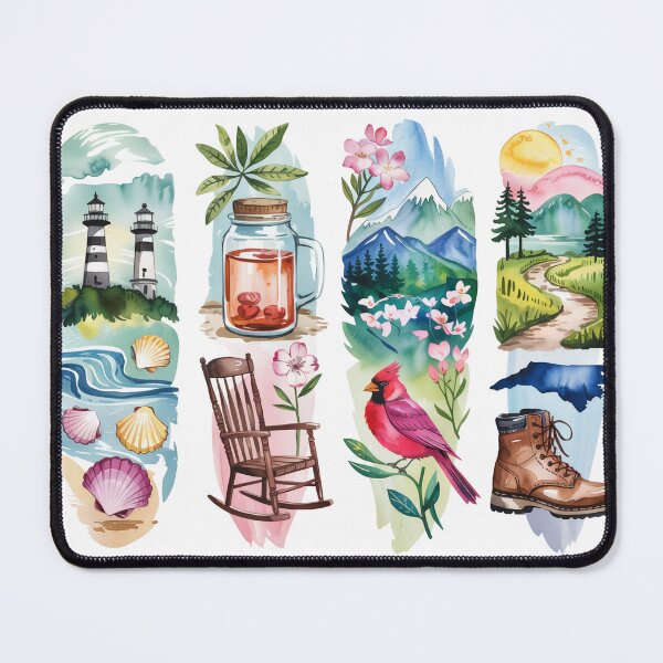 Item preview, North Carolina Watercolor – Lighthouses, Sweet Tea & Mountains designed and sold by Marie Gems.