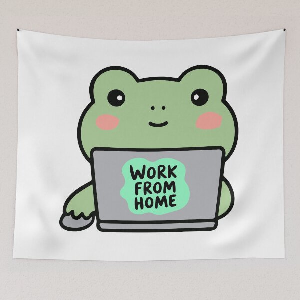 Item preview, Cute Frog Working From Home – Funny Remote Work Design designed and sold by GoldenSparkleShop.