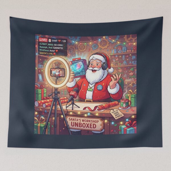 Item preview, Santa Claus Influencer Unboxing Video Funny Christmas designed and sold by SmartPuns.