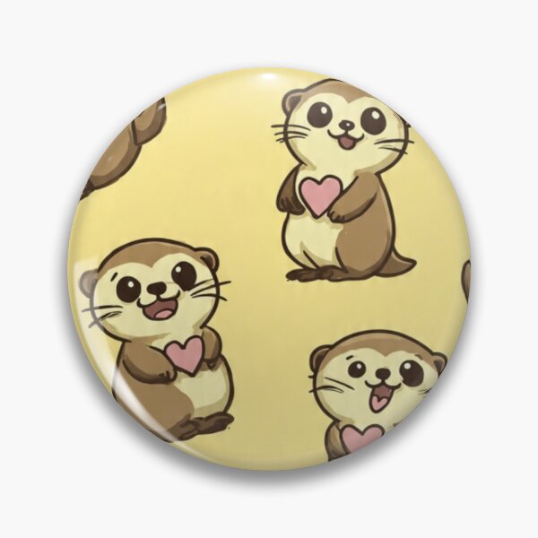 Item preview, Cute Otter Pattern-Kawaii Sea Otters Holding Hearts on Yellow Background Seamless designed and sold by LC&LCPlatform.