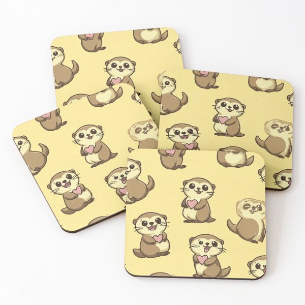 Item preview, Cute Otter Pattern-Kawaii Sea Otters Holding Hearts on Yellow Background Seamless designed and sold by LC&LCPlatform.