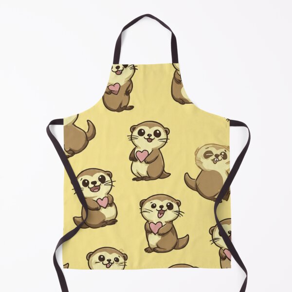 Item preview, Cute Otter Pattern-Kawaii Sea Otters Holding Hearts on Yellow Background Seamless designed and sold by LC&LCPlatform.