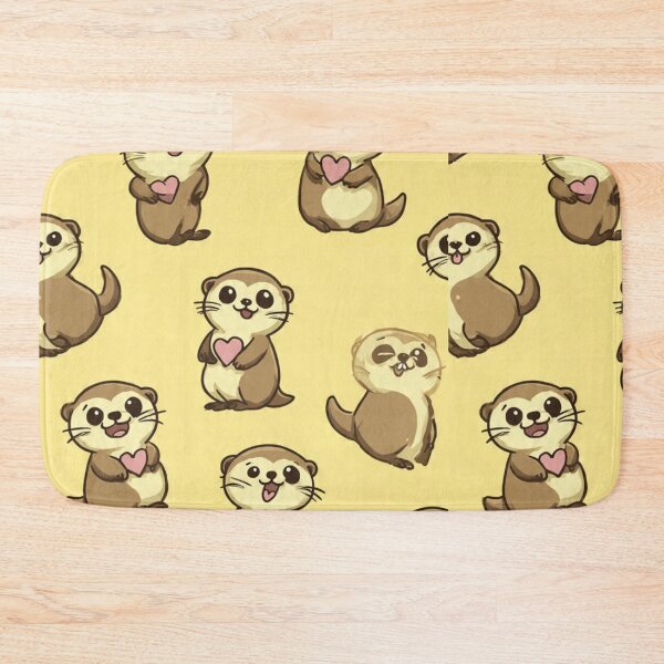 Item preview, Cute Otter Pattern-Kawaii Sea Otters Holding Hearts on Yellow Background Seamless designed and sold by LC&LCPlatform.