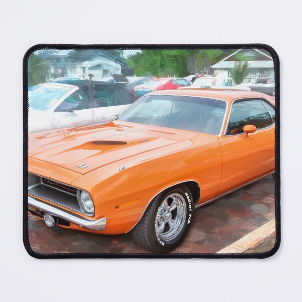 Item preview, 1970 Vitamin C Orange Plymouth Hemi Cuda Classic Mopar Muscle Car Art designed and sold by RichFrancoCars.