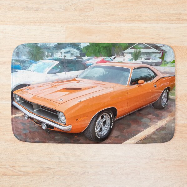 Item preview, 1970 Vitamin C Orange Plymouth Hemi Cuda Classic Mopar Muscle Car Art designed and sold by RichFrancoCars.