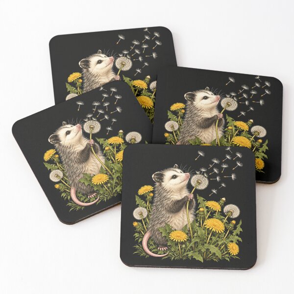 Item preview, Opossum in Dandelion Meadow Whimsical Wildlife Art designed and sold by ROUX-ART.