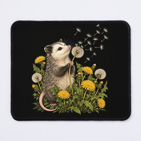 Item preview, Opossum in Dandelion Meadow Whimsical Wildlife Art designed and sold by ROUX-ART.
