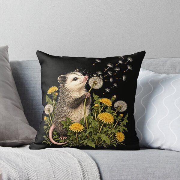 Item preview, Opossum in Dandelion Meadow Whimsical Wildlife Art designed and sold by ROUX-ART.