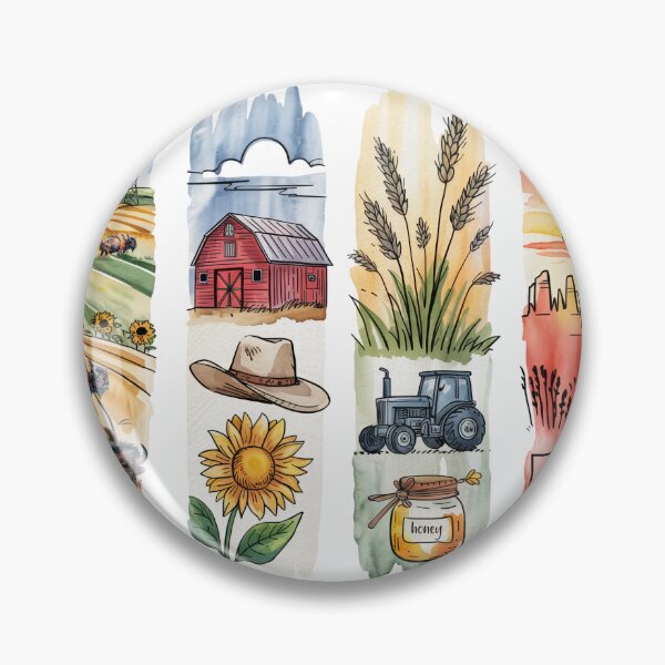 Item preview, North Dakota Prairie Watercolor – Bison, Barn & Badlands designed and sold by Marie Gems.