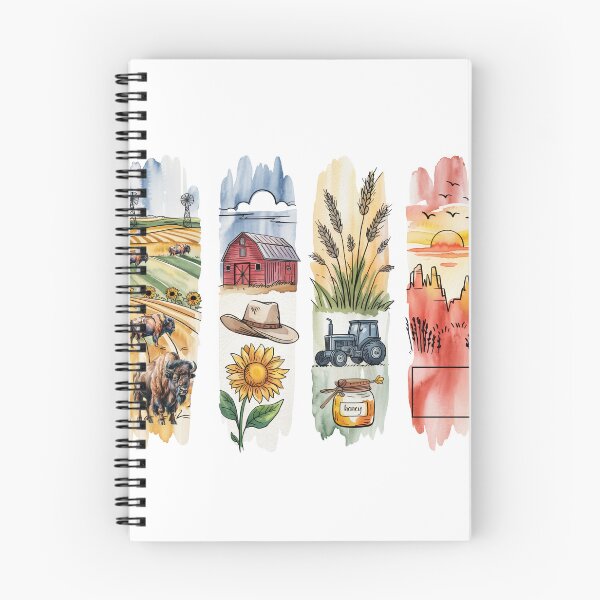 Item preview, North Dakota Prairie Watercolor – Bison, Barn & Badlands designed and sold by Marie Gems.