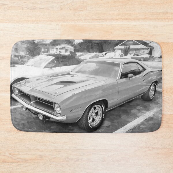 Item preview, 1970 Vitamin C Orange Plymouth 340 Hemi Cuda Classic Mopar Muscle Car Art designed and sold by RichFrancoCars.