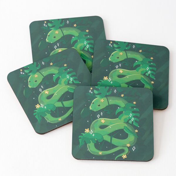 Item preview, Green snake in monstera designed and sold by Lisrolight.