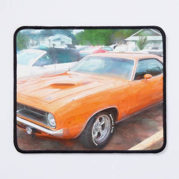 Item preview, 1970 Vitamin C Orange Plymouth 340 Hemi Cuda Classic Mopar Muscle Car Art designed and sold by RichFrancoCars.