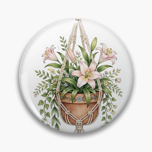 Item preview, Soft Lily Hanging Planter Storybook Cottagecore designed and sold by RareBotanical .