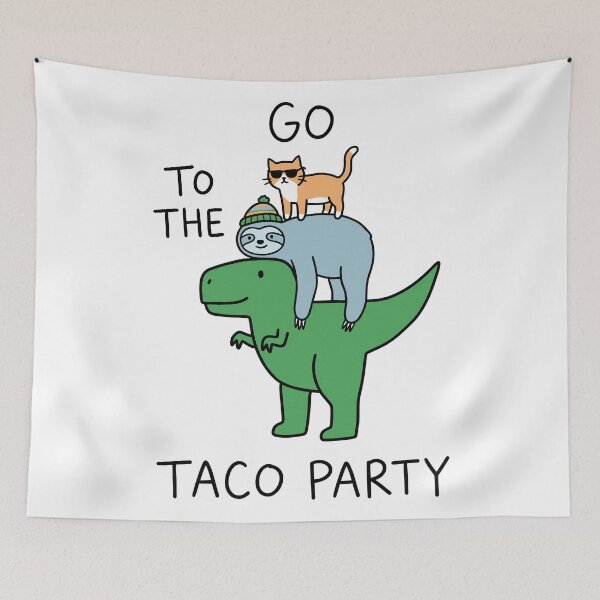 Item preview, Go To The Taco Party Dinosaur Sloth Cat Stack designed and sold by Amir Faysal.