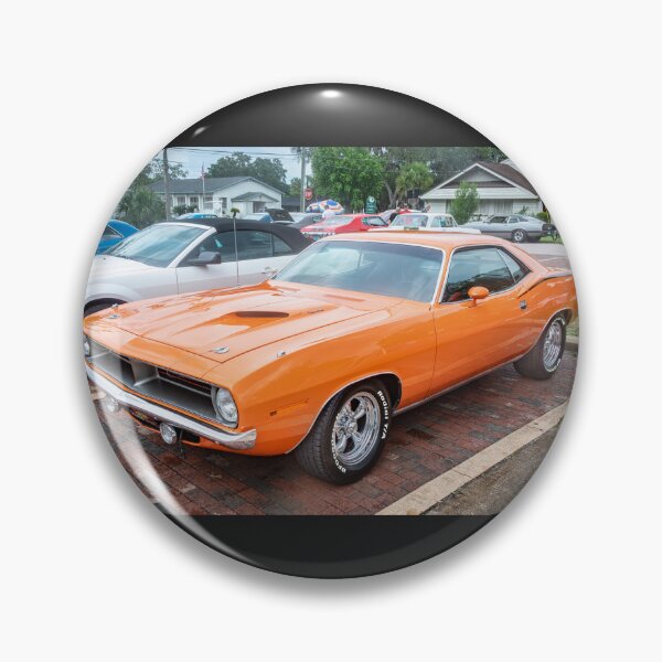 Item preview, 1970 Vitamin C Orange Plymouth 340 Hemi Cuda Classic Mopar Muscle Car Art designed and sold by RichFrancoCars.