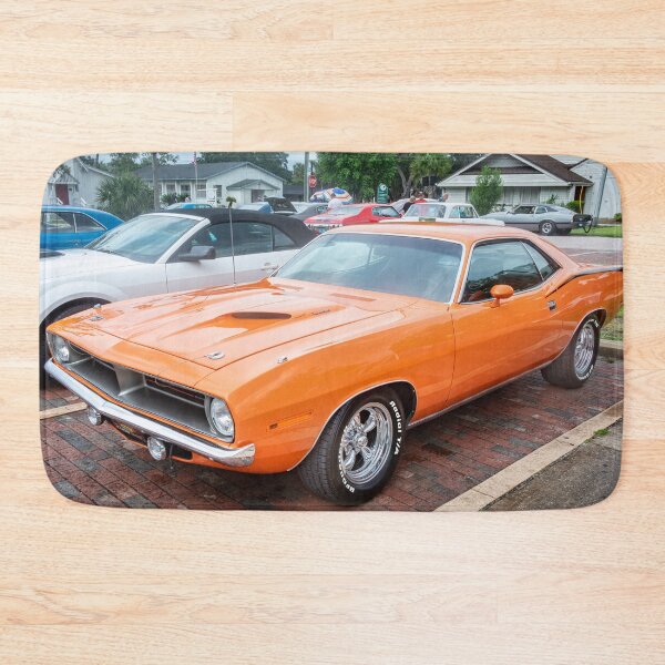 Item preview, 1970 Vitamin C Orange Plymouth 340 Hemi Cuda Classic Mopar Muscle Car Art designed and sold by RichFrancoCars.