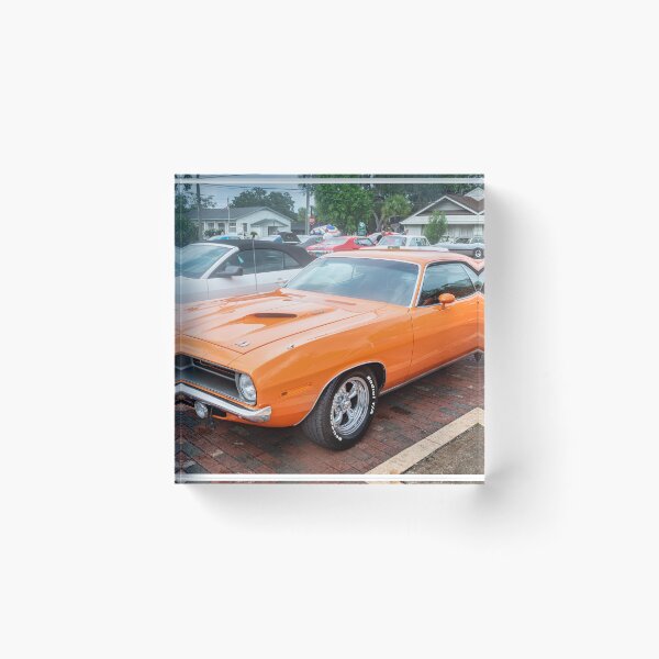 Item preview, 1970 Vitamin C Orange Plymouth 340 Hemi Cuda Classic Mopar Muscle Car Art designed and sold by RichFrancoCars.