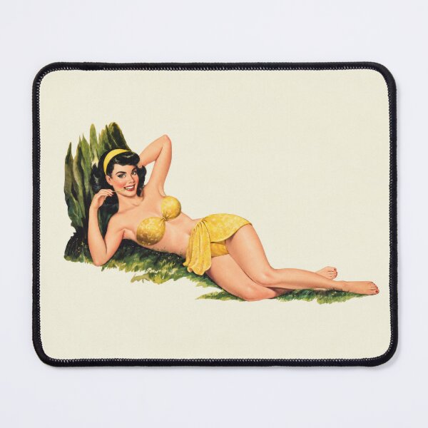 Item preview, Vintage Pin-up Girl Camila in a yellow bikini designed and sold by Cocoshuka Studio.