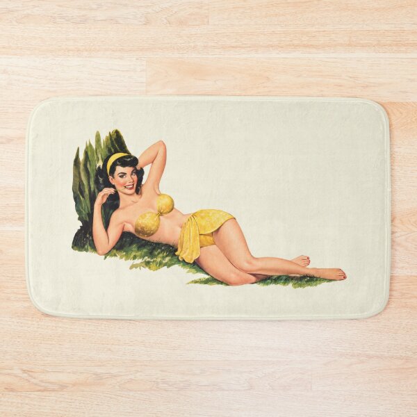 Item preview, Vintage Pin-up Girl Camila in a yellow bikini designed and sold by Cocoshuka Studio.