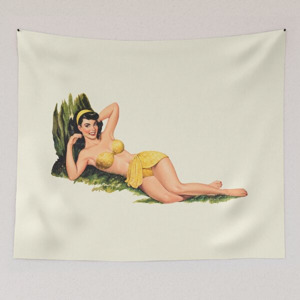 Item preview, Vintage Pin-up Girl Camila in a yellow bikini designed and sold by Cocoshuka Studio.