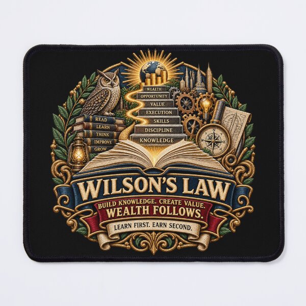 Item preview, Wilson’s Law Knowledge Before Money Motivational Embroidered Design designed and sold by Emoji Emblems.