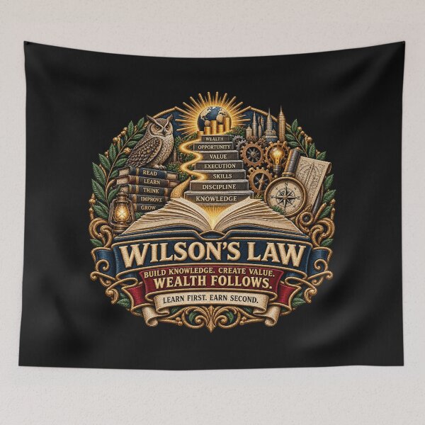 Item preview, Wilson’s Law Knowledge Before Money Motivational Embroidered Design designed and sold by Emoji Emblems.