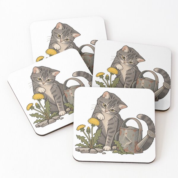 Item preview, Cottagecore Garden Cat with Dandelions and Watering Can designed and sold by DmaarGroup.