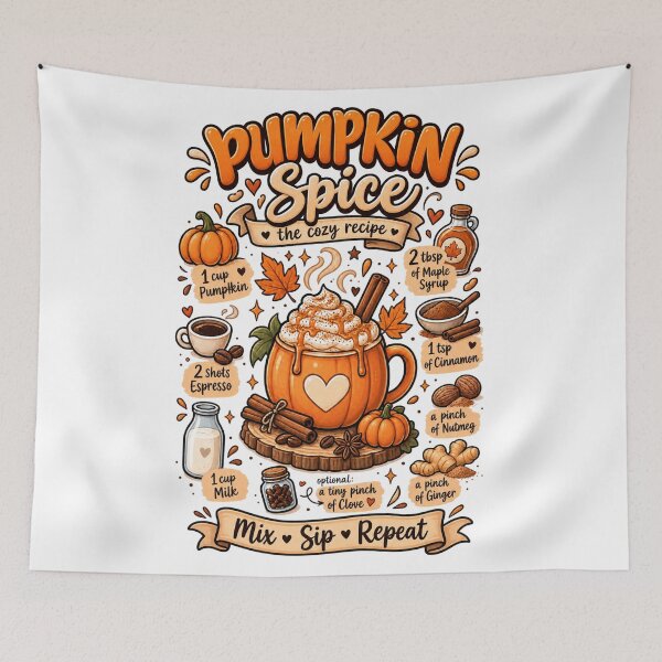 Item preview, Pumpkin Spice – Cozy Fall Latte Recipe designed and sold by LittleGinnyArt.