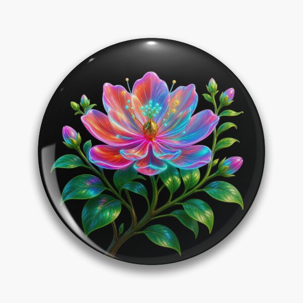 Item preview, Holographic Neon Fantasy Blossom - Vibrant Psychedelic Floral Art designed and sold by Breezes-of-Ida.