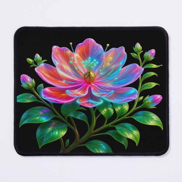 Item preview, Holographic Neon Fantasy Blossom - Vibrant Psychedelic Floral Art designed and sold by Breezes-of-Ida.