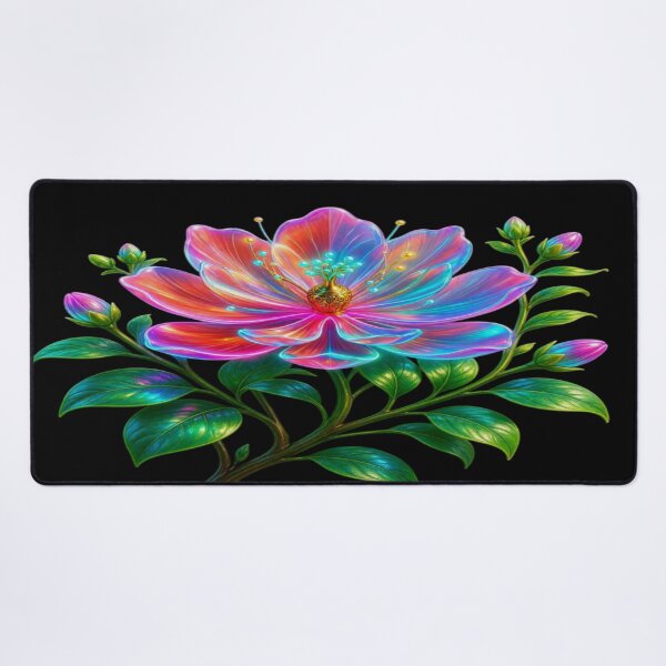 Item preview, Holographic Neon Fantasy Blossom - Vibrant Psychedelic Floral Art designed and sold by Breezes-of-Ida.