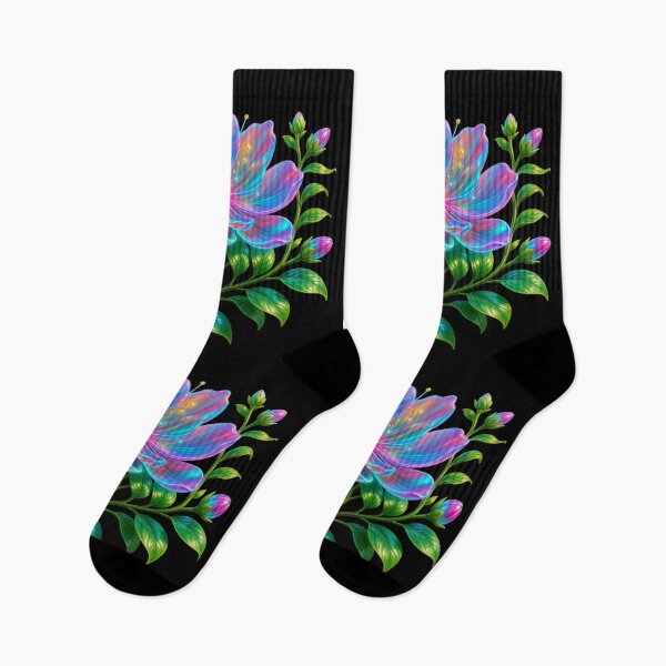Item preview, Holographic Neon Fantasy Blossom - Vibrant Psychedelic Floral Art designed and sold by Breezes-of-Ida.