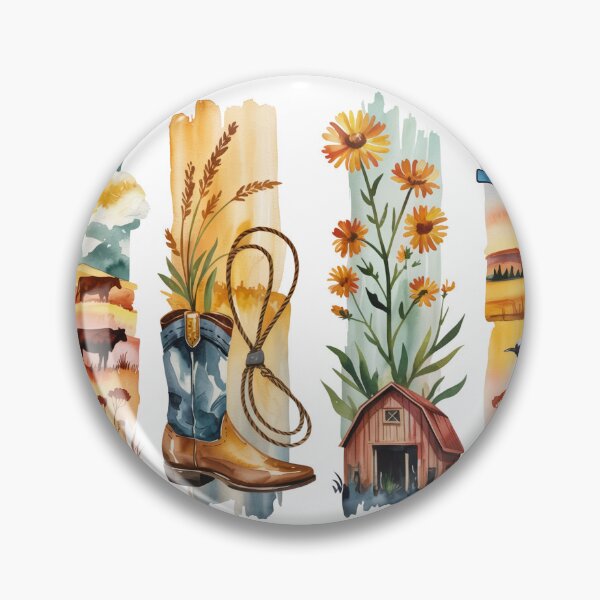 Item preview, Oklahoma Ranch Watercolor – Cowboy Boots & Wildflowers designed and sold by Marie Gems.