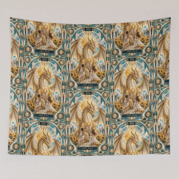 Item preview, The sun, tarot card with golden dragon designed and sold by saranagliccuris.