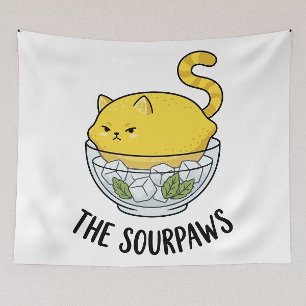 Item preview, The Sourpaws Lemon Cat In Ice Bowl Cute Art designed and sold by Amir Faysal.