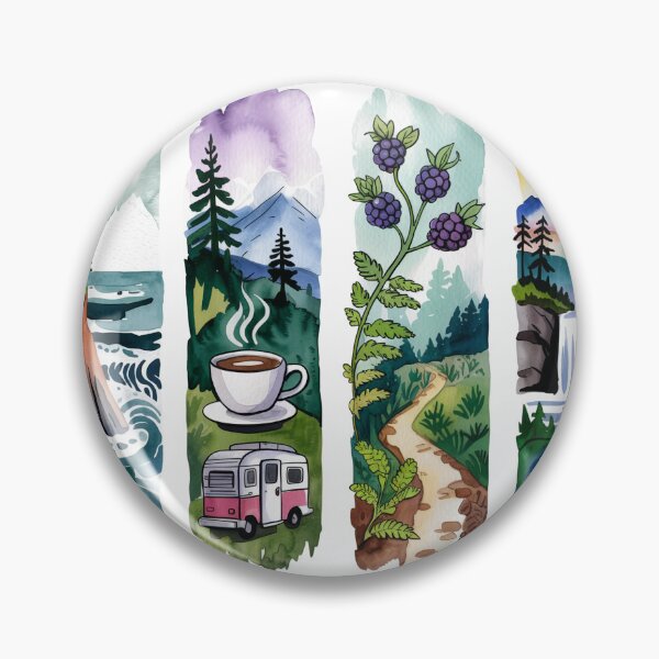 Item preview, Oregon Pacific Watercolor – Waterfalls, Coast & Marionberries designed and sold by Marie Gems.